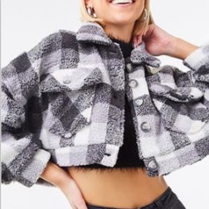 Flannel cropped coat